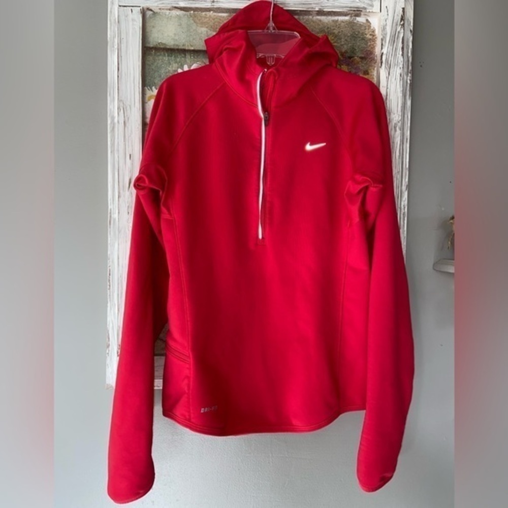 ✨Nike Jacket Women 1/2 Zip Dri-Fit Running Pink Reflective Hooded